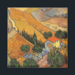 Vincent van Gogh - Tal mit Plowman Magnet<br><div class="desc">Das Tal mit Plowman Seen From Oove (1889) von Vincent van Gogh ist ein Vintages Landschaftsbild der Kunstlandschaft, das in Post-Impressionismus erbaut wurde. Ein pflügerischer Bauer, der die Felder seines Bauernhofs mit seinem Ochsenkühteam bearbeitet. Ein landwirtschaftliches Alltagsleben Landschaftsbilder mit Bäumen in einem Tal. Über den Künstler: Vincent Willem van Gogh...</div>