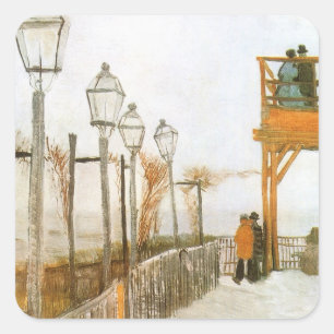 Vincent van Gogh - Terrasse und Aussichtsplattform Quadratischer Aufkleber