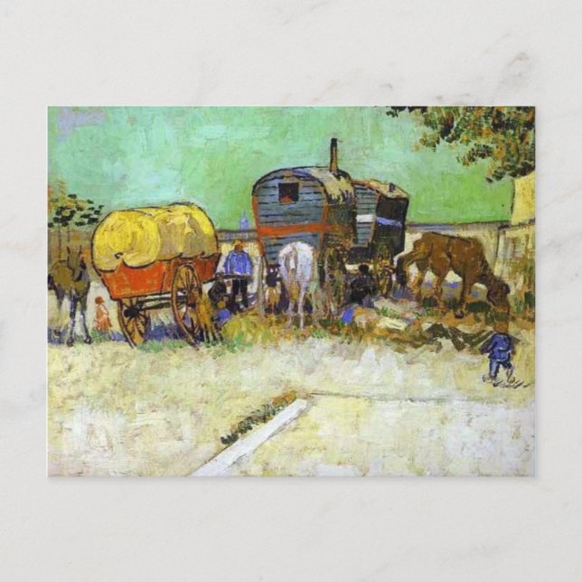 Vincent van Gogh- the Caravans - Gypsy Camp Nea Postkarte (Vorderseite)