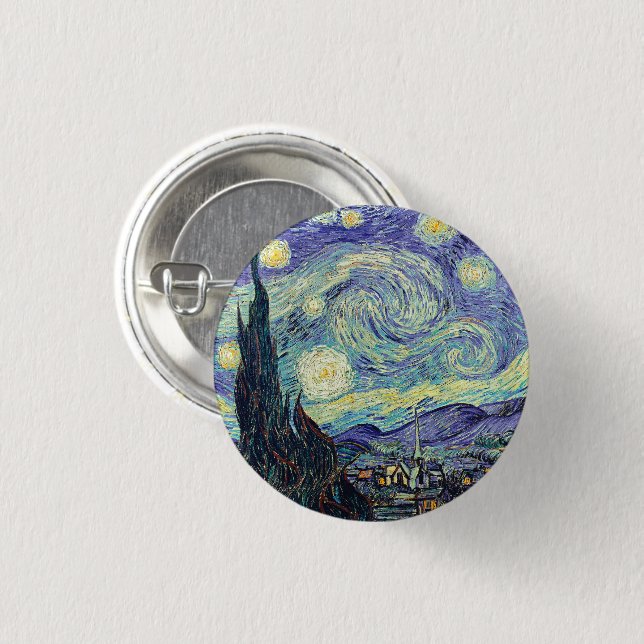 Vincent Van Gogh The Starry Night   Button (Vorne & Hinten)