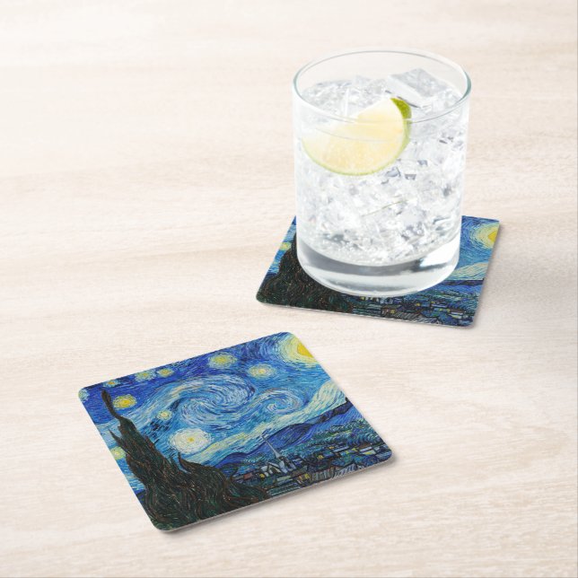 Vincent Van Gogh The Starry Night Fine Art Rechteckiger Pappuntersetzer (Vor Ort)