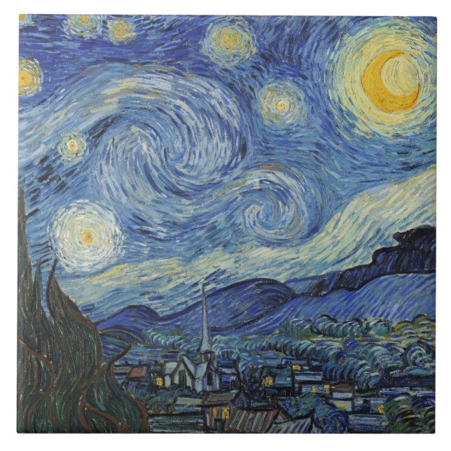 Vincent van Gogh| The Starry Night, Juni 1889 Fliese (Vorderseite)