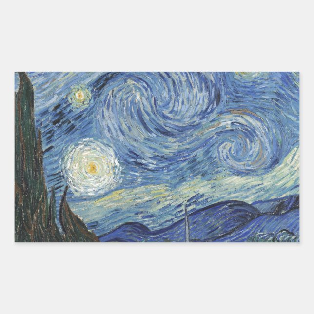 Vincent van Gogh | The Starry Night, Juni 1889 Rechteckiger Aufkleber (Vorderseite)