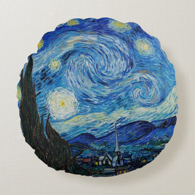 Vincent Van Gogh The Starry Night Rundes Kissen (Vorderseite)