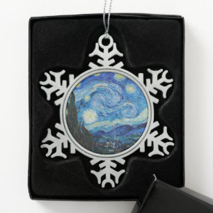 Vincent Van Gogh The Starry Night Schneeflocken Zinn-Ornament