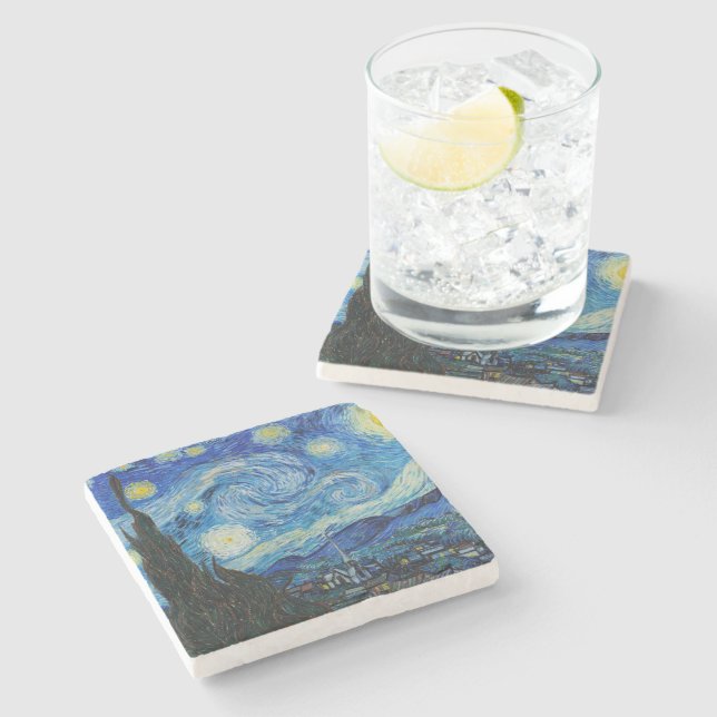 Vincent Van Gogh The Starry Night Steinuntersetzer (Seitenansicht)