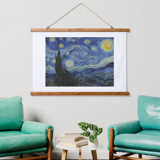 Vincent Van Gogh, The Starry Night Wandteppich Mit Holzrahmen (Wohnzimmer)
