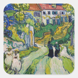 Vincent van Gogh - Treppe in Auvers Quadratischer Aufkleber