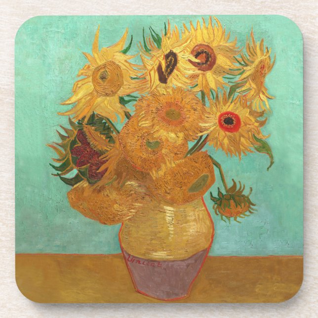 Vincent Van Gogh Twelve Sunflowers In A Vase Getränkeuntersetzer (Vorderseite)