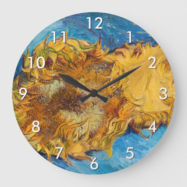 Vincent van Gogh - Two Cut Sunflowers Große Wanduhr (Vorderseite)
