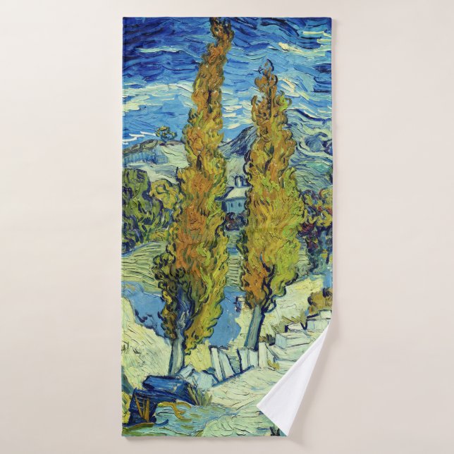 Vincent Van Gogh Two Poplars in Saint-Rémy Badhandtuch Set (Badehandtuch)