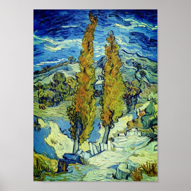 Vincent Van Gogh Two Poplars in Saint-Rémy Poster (Vorne)