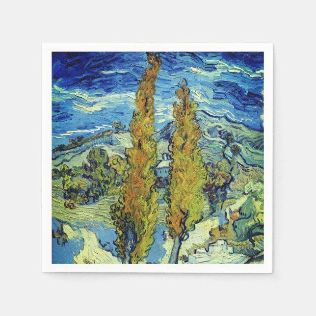 Vincent Van Gogh Two Poplars in Saint-Rémy Serviette (Vorderseite)