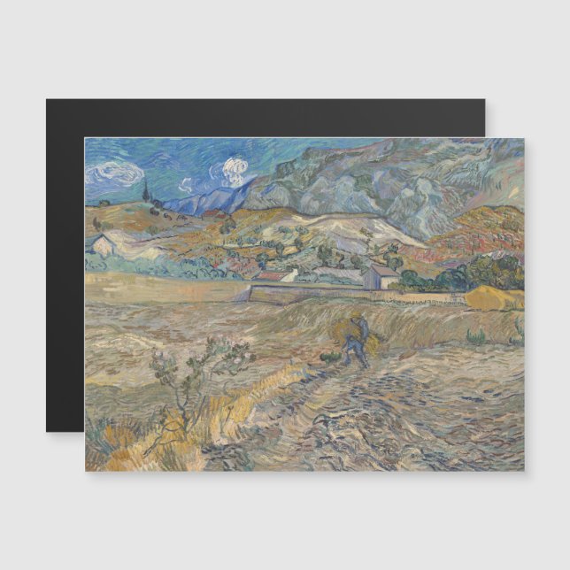 Vincent Van Gogh, umzäuntes Feld mit Bauern Magneteinladung (Vorne/Hinten)