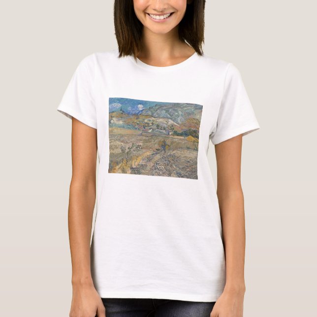 Vincent Van Gogh, umzäuntes Feld mit Bauern T-Shirt (Vorderseite)