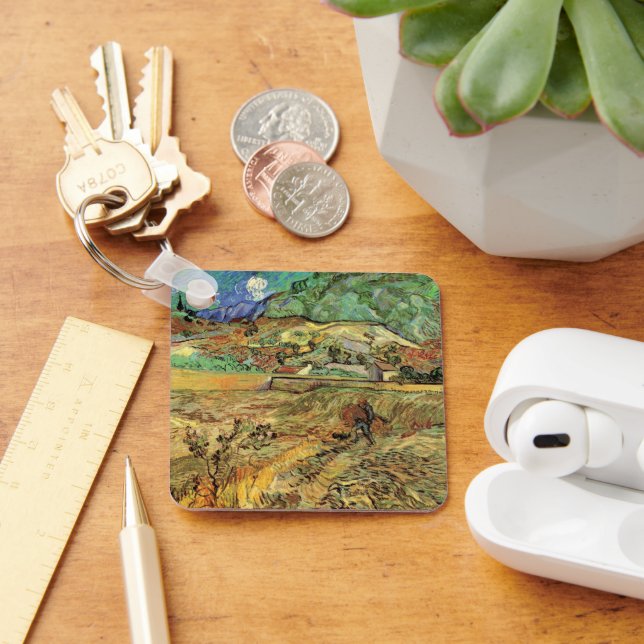Vincent van Gogh - Umzäuntes Weizenfeld w Bauernho Schlüsselanhänger (Schreibtisch)