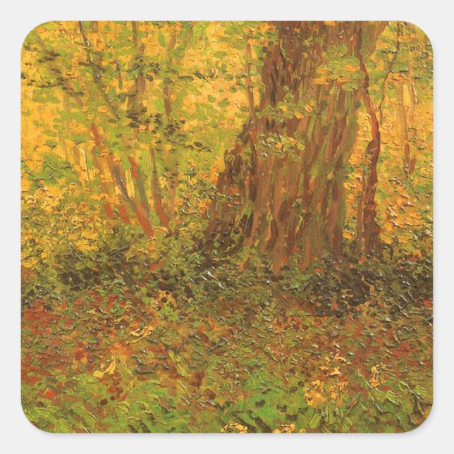 Vincent van Gogh - UnderGrowth Quadratischer Aufkleber (Vorderseite)