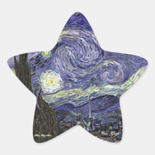 VINCENT VAN GOGH URLAUBSTICKER - STARRY NIGHT Stern-Aufkleber