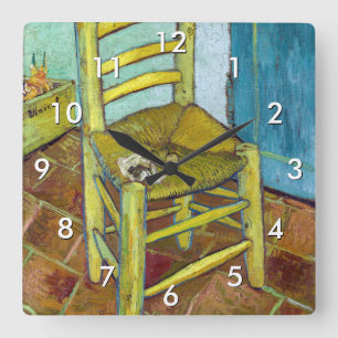 Vincent van Gogh - Van Goghs Stuhl Quadratische Wanduhr