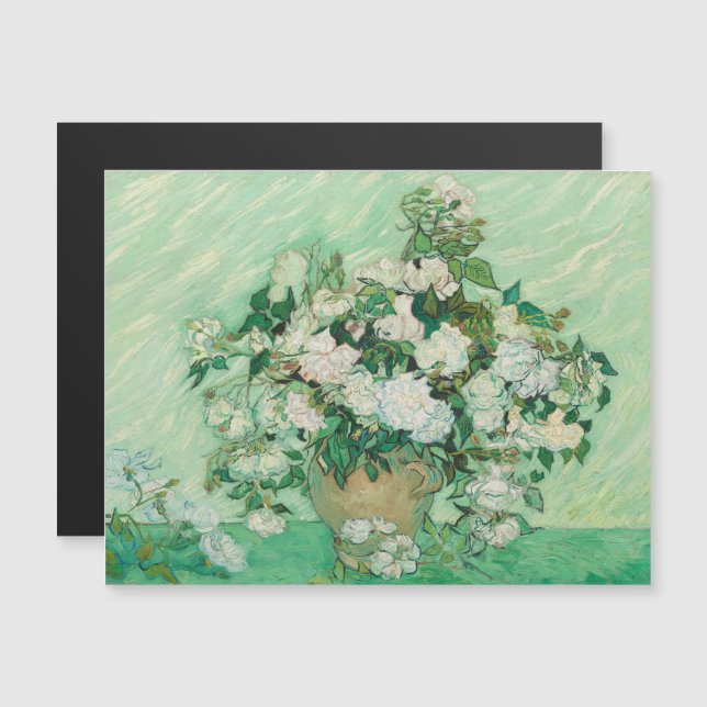 Vincent Van Gogh, Vase der Rose, Rose in der Vase Magneteinladung (Vorne/Hinten)