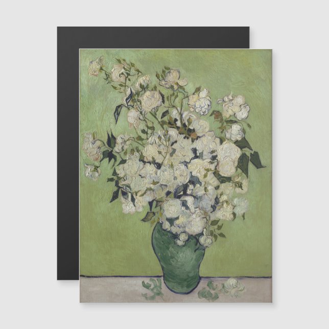 Vincent Van Gogh, Vase der Rose, Rose in der Vase Magneteinladung (Vorne/Hinten)
