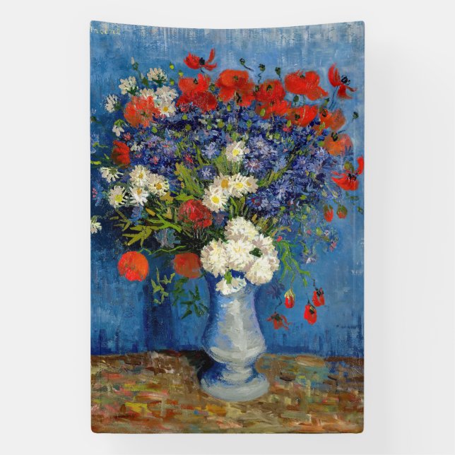 Vincent van Gogh - Vase mit Cornblumen & Poppies Banner (Vertikal)
