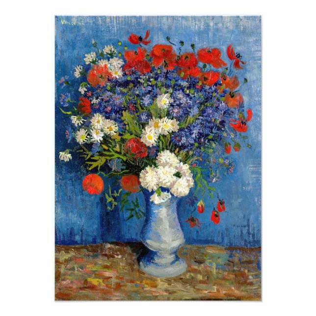 Vincent van Gogh - Vase mit Cornblumen & Poppies Fotodruck (Vorne)