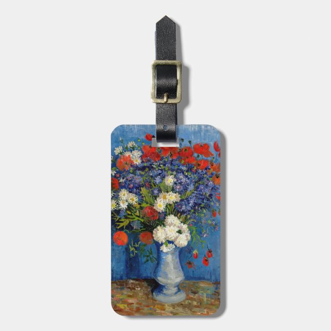 Vincent van Gogh - Vase mit Cornblumen & Poppies Gepäckanhänger (Vorderseite vertikal)
