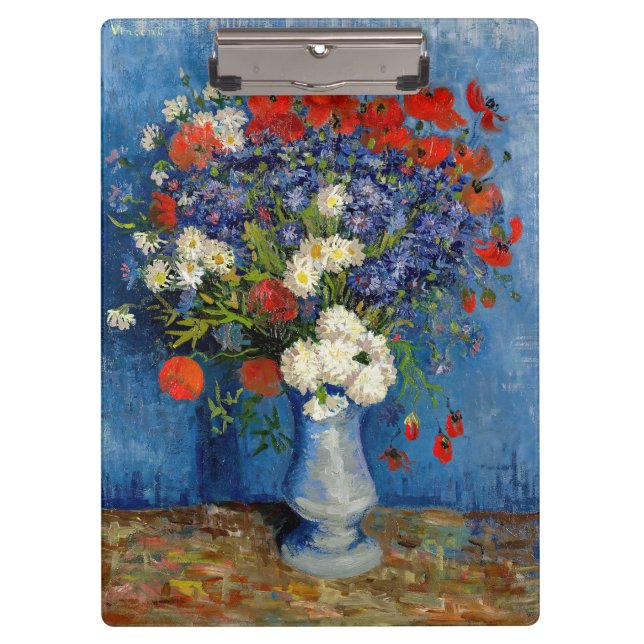 Vincent van Gogh - Vase mit Cornblumen & Poppies Klemmbrett (Vorderseite)
