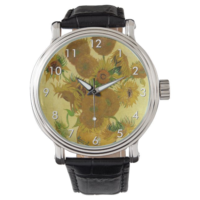 Vincent van Gogh - Vase mit fünfzehn Sonnenblumen Armbanduhr (Vorderseite)