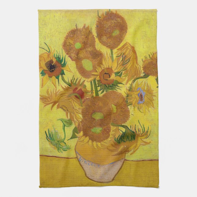 Vincent van Gogh - Vase mit fünfzehn Sonnenblumen Geschirrtuch (Vertikal)