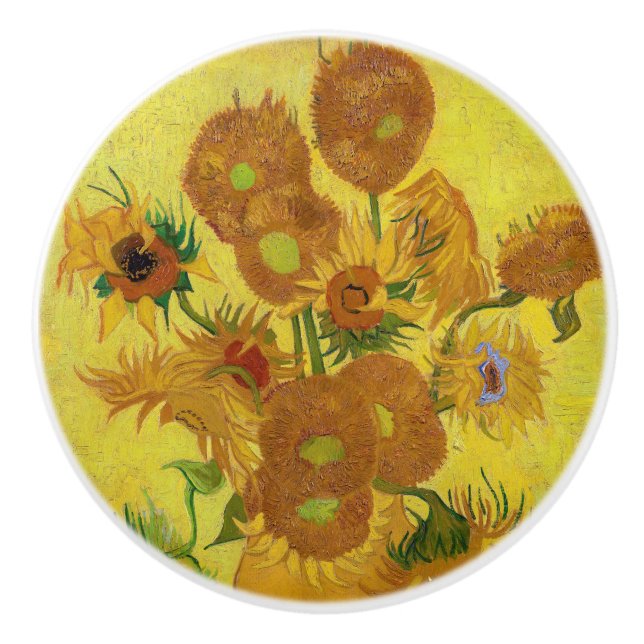 Vincent van Gogh - Vase mit fünfzehn Sonnenblumen Keramikknauf (Vorderseite)