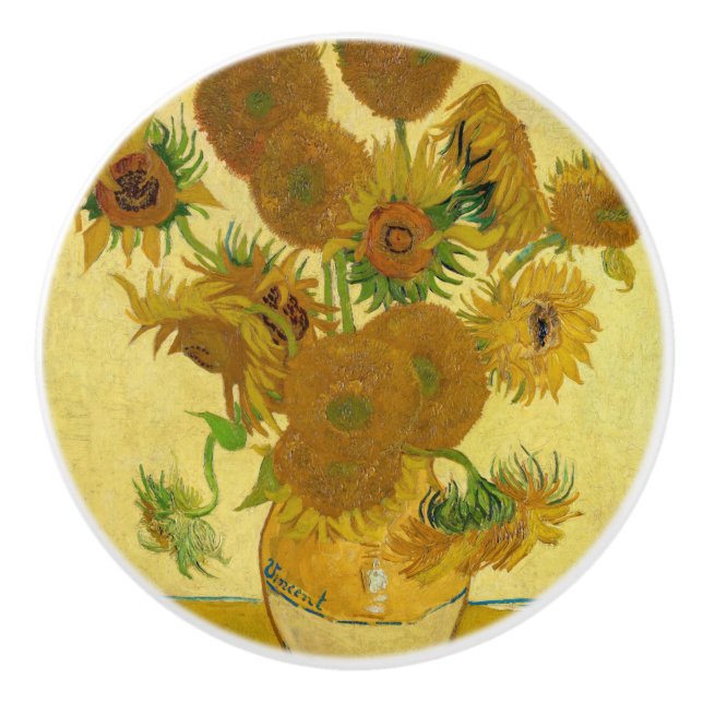 Vincent van Gogh - Vase mit fünfzehn Sonnenblumen Keramikknauf (Vorderseite)