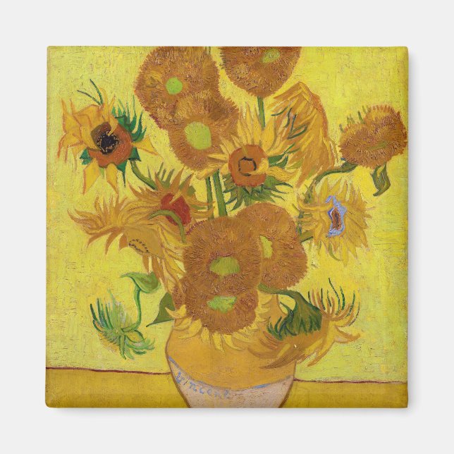 Vincent van Gogh - Vase mit fünfzehn Sonnenblumen Magnet (Vorne)