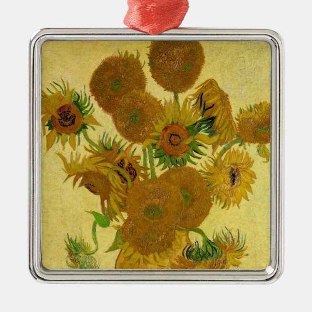 Vincent van Gogh - Vase mit fünfzehn Sonnenblumen Ornament Aus Metall (Vorne)