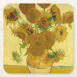 Vincent van Gogh - Vase mit fünfzehn Sonnenblumen Rechteckiger Pappuntersetzer<br><div class="desc">Vase mit 15 Sonnenblumen / Vase avec quinze turnesols - Vincent Van Gogh,  August 1888 - Sonnenblumen 1888,  Fassung (F454)</div>