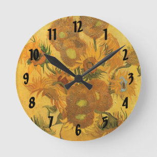 Vincent van Gogh - Vase mit fünfzehn Sonnenblumen Runde Wanduhr