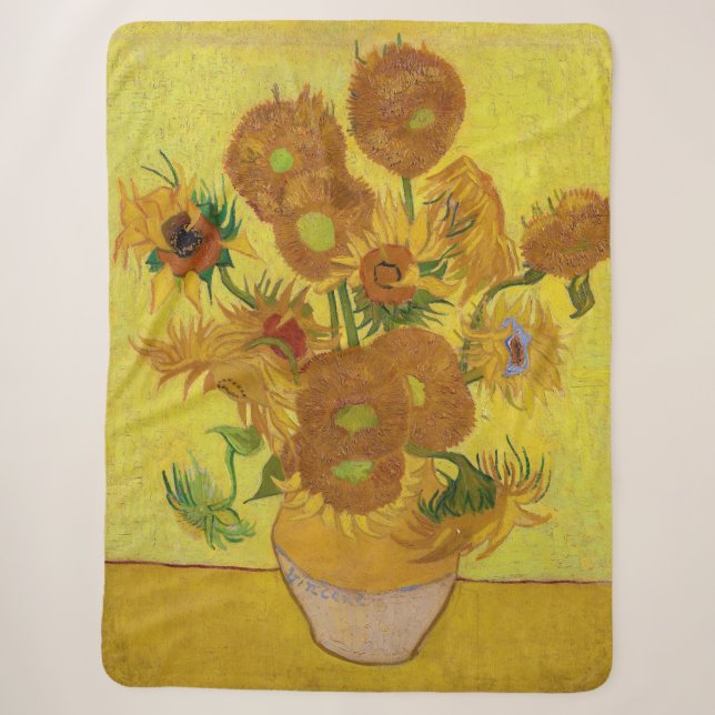 Vincent van Gogh - Vase mit fünfzehn Sonnenblumen Sherpadecke (Vorderseite)