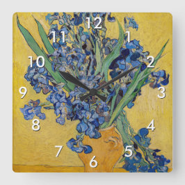 Vincent van Gogh - Vase mit Iren Quadratische Wanduhr