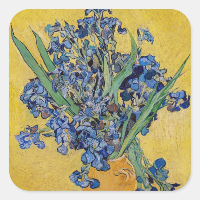Vincent van Gogh - Vase mit Iren Quadratischer Aufkleber (Vorderseite)