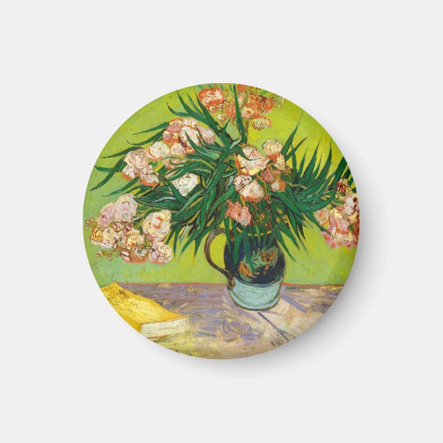 Vincent Van Gogh Vase mit Oleandern und Büchern Magnet (Vorne)