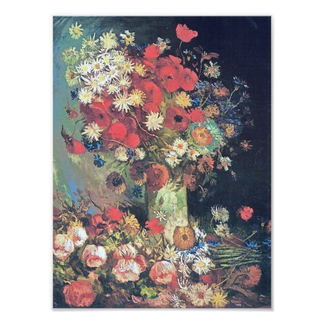 Vincent Van Gogh - Vase mit Pflücken, Cornblumen, Fotodruck (Vorne)