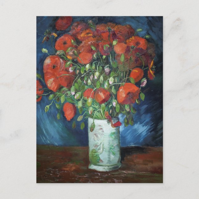 Vincent van Gogh Vase mit Pupies-Malerei Postkarte (Vorderseite)