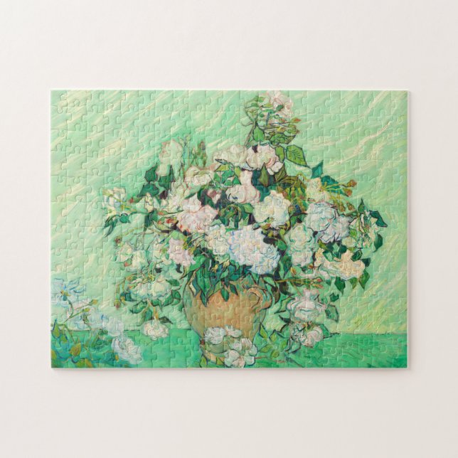 Vincent Van Gogh Vase mit rosa Roses Fine Art (Horizontal)