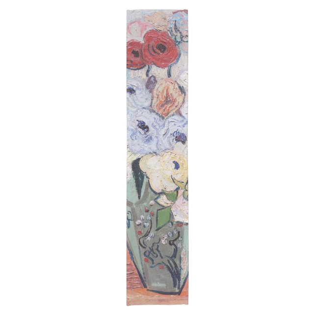 Vincent van Gogh - Vase mit Rose und Anemonen Kurzer Tischläufer (Vorderseite)