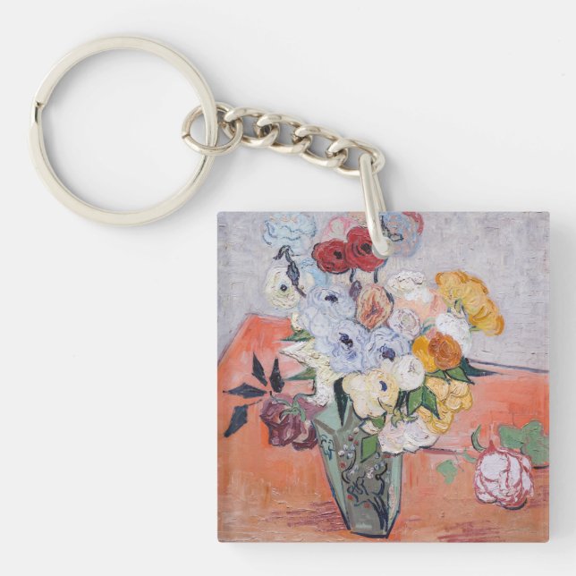 Vincent van Gogh - Vase mit Rose und Anemonen Schlüsselanhänger (Vorderseite)