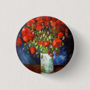 Vincent Van Gogh Vase mit roten Poppies Button
