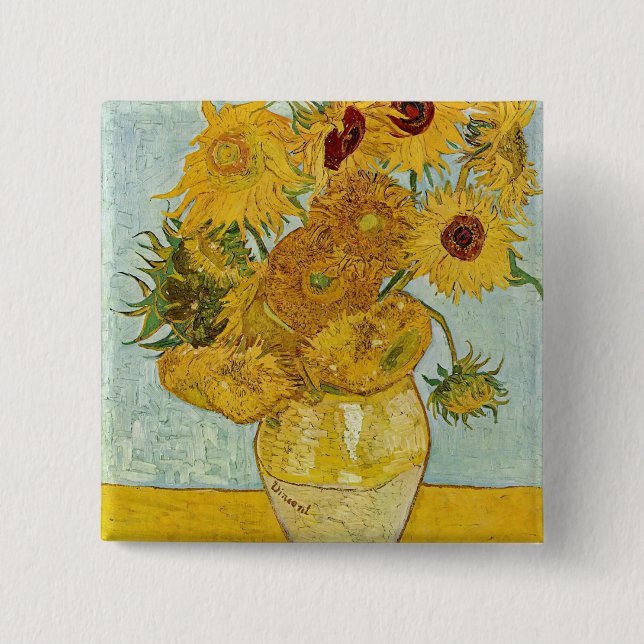 Vincent Van Gogh - Vase mit zwölf Sonnenblumen Button (Vorderseite)