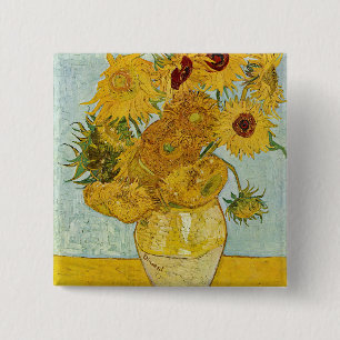 Vincent Van Gogh - Vase mit zwölf Sonnenblumen Button