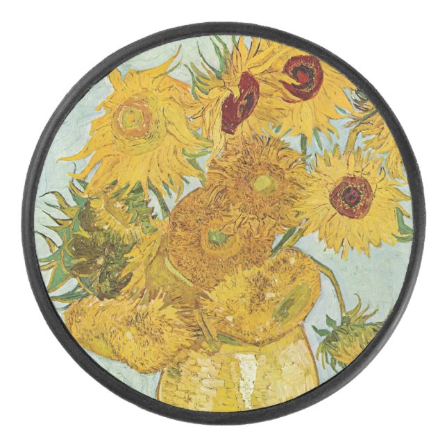 Vincent Van Gogh - Vase mit zwölf Sonnenblumen Eishockey Puck (Vorderseite)